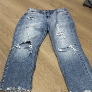 Cello Light Blue Distressed Boyfriend Jeans